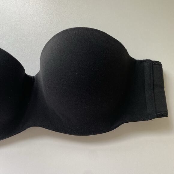 Victoria's Secret Lined Strapless Bra Lightly Padded Black Underwire 34A - Picture 3 of 10